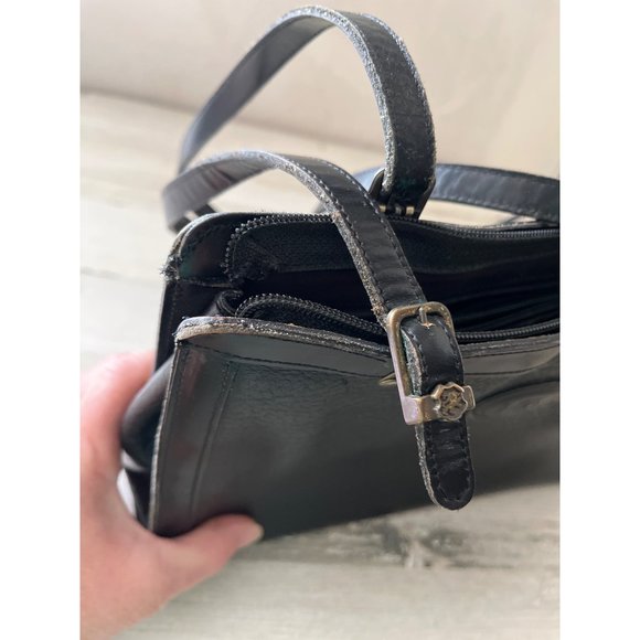 Jr USA Julius Resnick woman’s black leather long handled satchel purse vintage - Picture 13 of 15